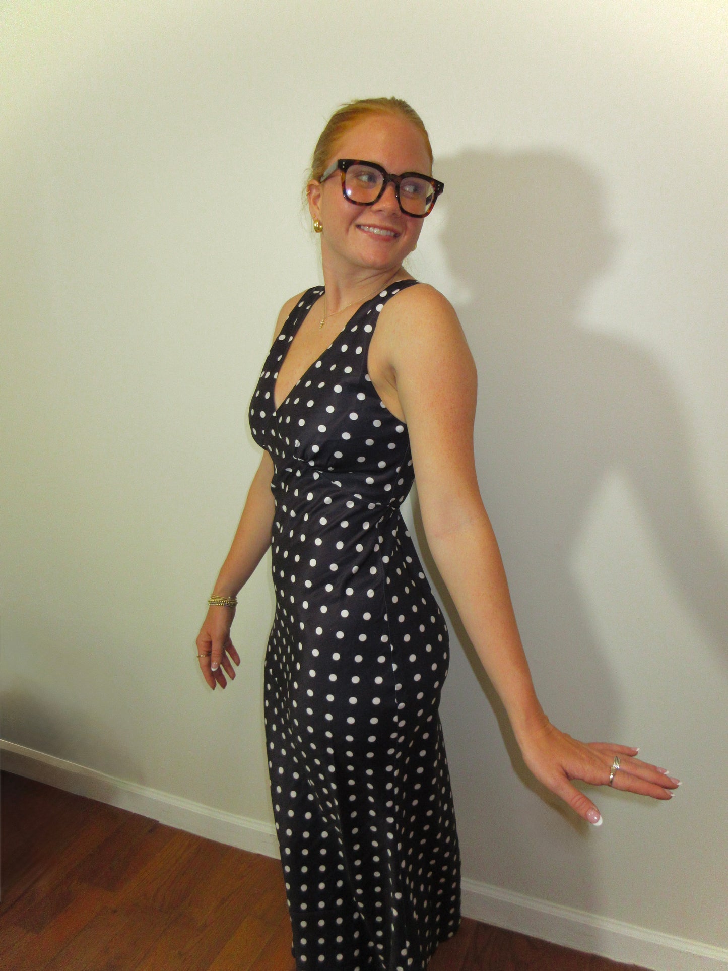 Midnight Muse Polka Dot Midi Dress