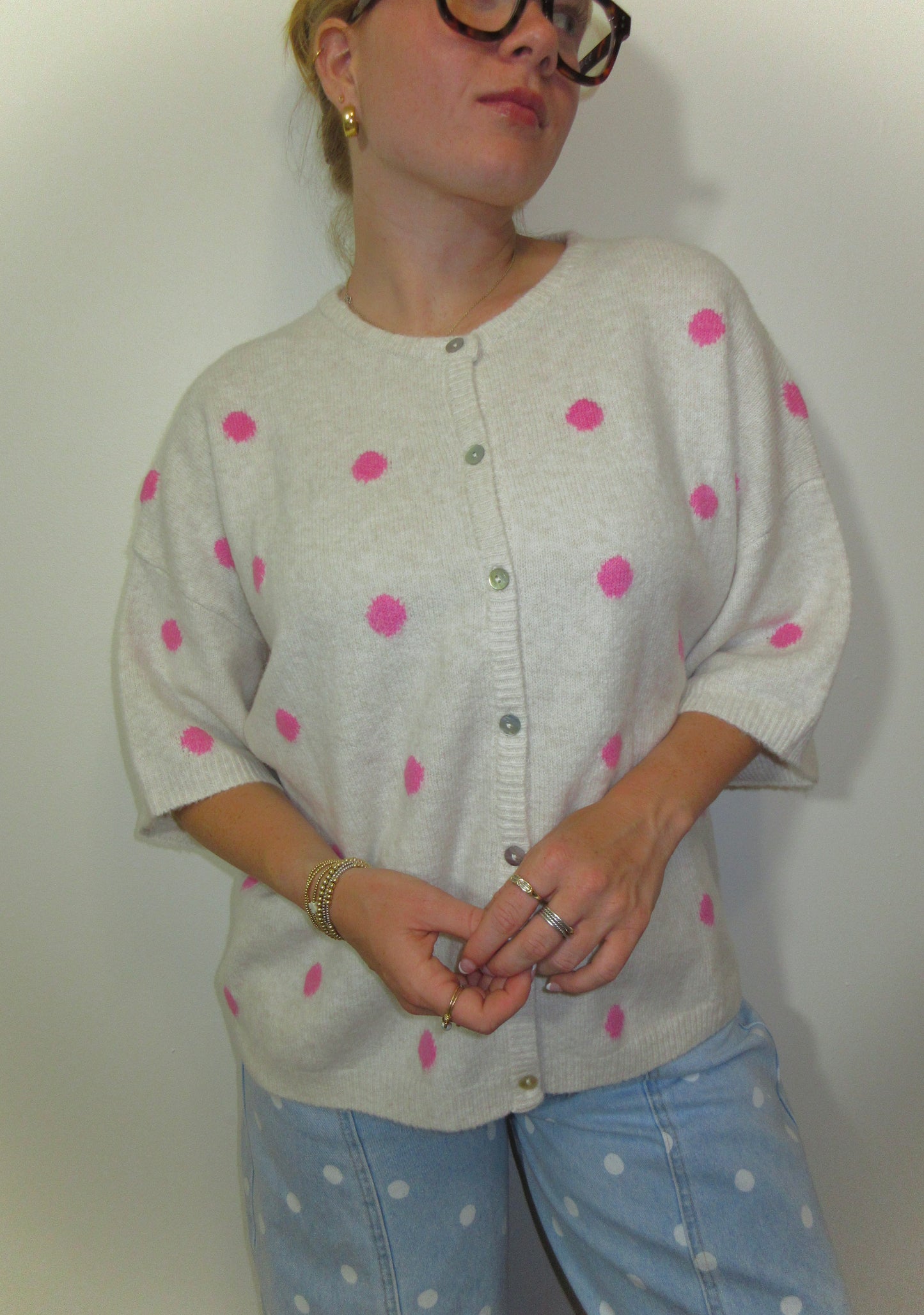 Pretty in Polka Knit Cardigan