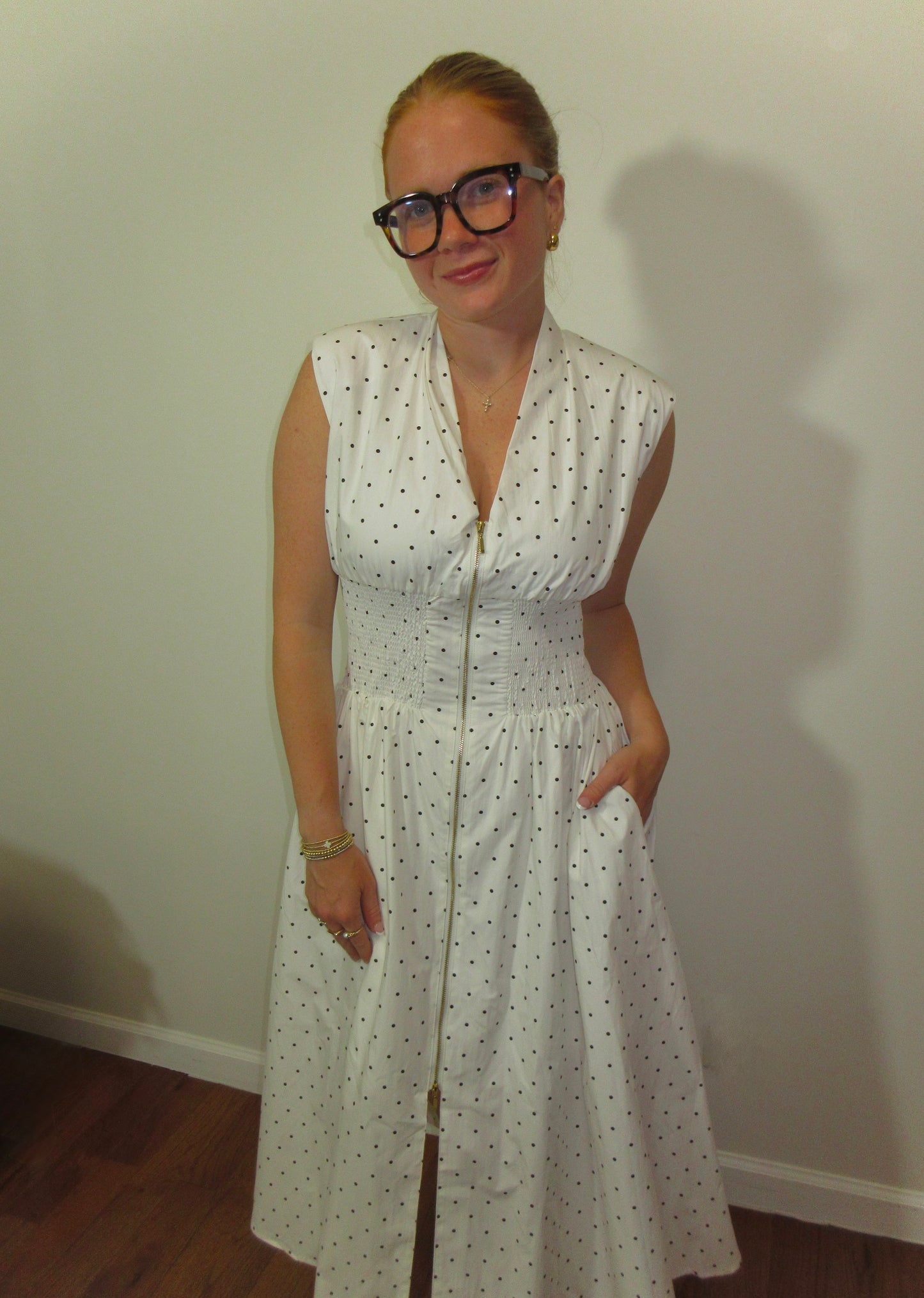 The Uptown Polka Dot Midi
