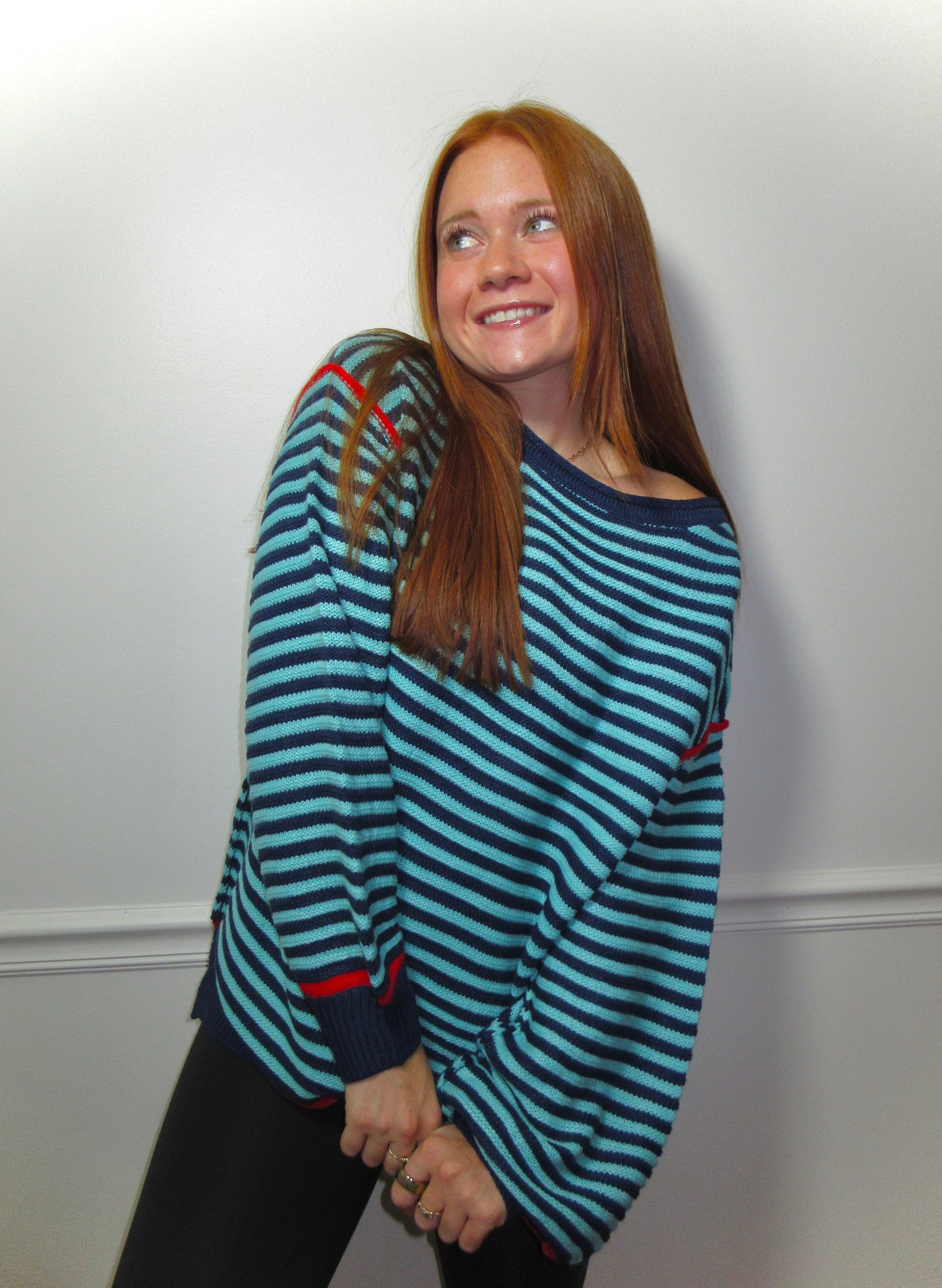 Feelin' Blue Striped Sweater