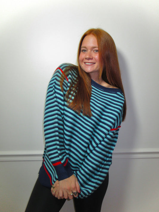Feelin' Blue Striped Sweater
