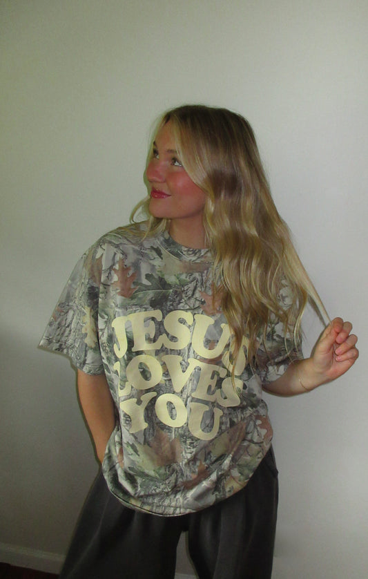 "JESUS LOVES YOU" Camo Tee