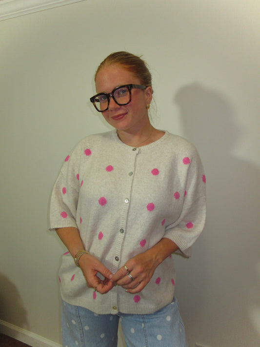 Pretty in Polka Knit Cardigan